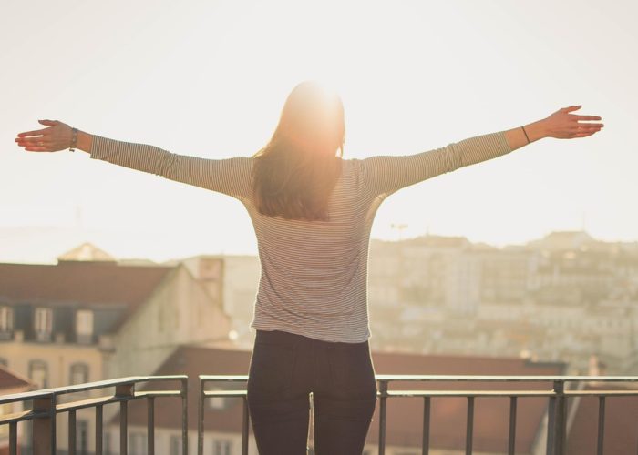 balcony, woman, standing, sunshine, freedom, morning, happy, arms, open arms, balcony, sunshine, sunshine, morning, morning, morning, morning, morning, happy, happy, happy